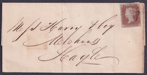 1841 1d Red Black Plate 5 AE 4m Hayle Usage Fine Used Cat. £400.00 - Picture 1 of 2