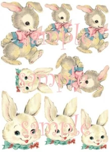 Vintage Easter Baby Bunnies Waterslide Decal - Picture 1 of 1