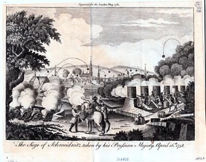 Antique map, Silesia, Siege of Schweidnitz taken by his Prussian Majesty, 1758 - Picture 1 of 1