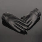 Men's Winter Warm Black Full Finger Driving Leather Gloves For Men Cycling