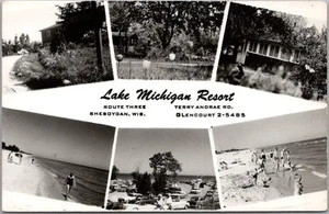 1950er Sheboygan, Wisconsin Echtfoto RPPC Postkarte LAKE MICHIGAN RESORT 6 Ansichten - Bild 1 von 2
