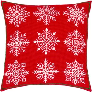 DIY Needlepoint/Tapestry Pillow Kit "snowflakes" 16x16 in / 40x40 cm - Picture 1 of 3