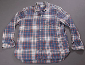 Madewell Cotton Flannel Long Sleeve Shirt Women Red Blue White Plaid XL - Picture 1 of 9