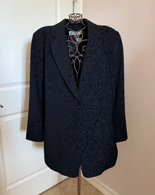 JH Collectibles Black Paisley Textured Blazer Jacket Size 14 Button Front - Image 1 of 4