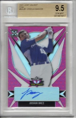 2021 LEAF VALIANT JOSHUA BAEZ ROOKIE/RC AUTO #18/25 *PINK* (GRADED BGS 9.5) - Image 1 of 2