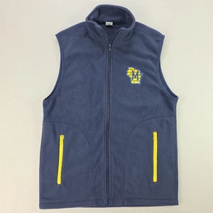 Milwaukee Brewers Fleece Vest Mens Medium Blue Full Zip Pockets MLB Baseball - Picture 1 of 11