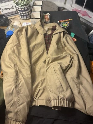 LL Bean Plaid Lined Full Zip Bi Swing Harrington Jacket H2Off Tan Khaki Men’s L - Image 1 of 3