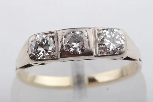 Diamant Ring antik Jugendstil 585 14k Gelb Gold Grösse 54 Antik   - Bild 1 von 4