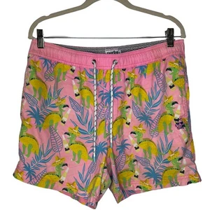 Party Pants Men's Large Swim Trunks Short Dinosaur Taco Pink Funky Fun Party - Picture 1 of 10