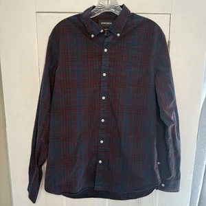 Camisa Bonobos Grande Para Hombre Algodón Con Botones Azul Rojo Ajuste A Medida Manga Larga - Imagen 1 de 5