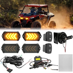 UTV Turn Signal Kit with 110dB Horn Rocker Switch For Polaris RZR 4 XP 1000 900 - Picture 1 of 18