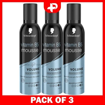 Schwarzkopf Styling Volume Lift Hair Mousse Volumising with Hold 250ml 3 Packs