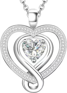 925 Sterling Silver Infinity Heart Necklace Jewelry Gifts for Women Wife Mom Her - Picture 1 of 6