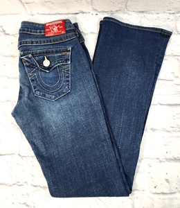 True Religion Becky Jeans Petite USA 25 Bootcut Flare Dark Wash Flap Pockets - Picture 1 of 7