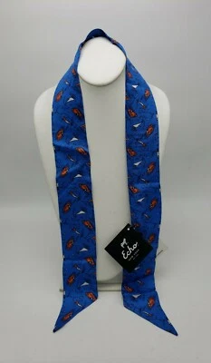 Echo Golf Boat blue    Print Silk Skinny Mini Neck Scarf - Headwrap 169A - Image 1 of 4