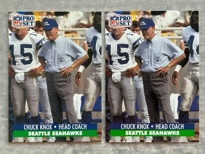 (2) 1991 Pro Set CHUCK KNOX "NFLPA Logo" Football Error & Corrected Cards #306 - Image 1 of 2