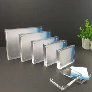Photo Frame Transparent Decor Desktop Display Stand Double-sided Magnetic - Picture 1 of 54