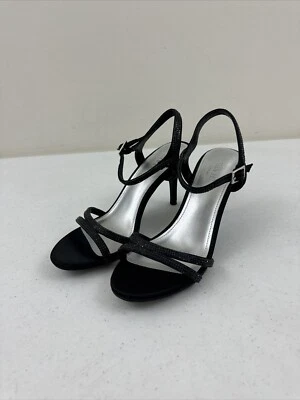 David Bridal Black Strappy Rhinestone Heeled Sandals Size 6. M - Image 1 of 4