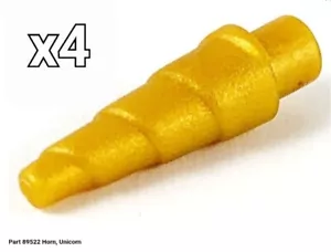 89522 LEGO NEW Parts PEARL GOLD Unicorn Horn x4 6214208 4584762 - Picture 1 of 1