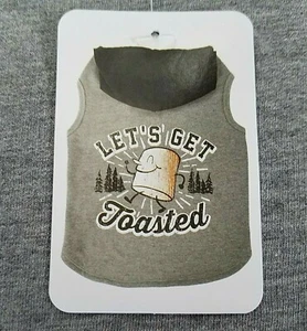 Vibrant Life LETS GET TOASTED DOG SWEATER HOODIE Size Medium (20-50 lb) Gray 17" - Picture 1 of 12