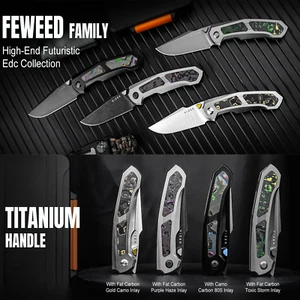 Kizer Feweed Series Clip Point Folding Pocket Knife Steel Blade Titanium Handle - Picture 1 of 23