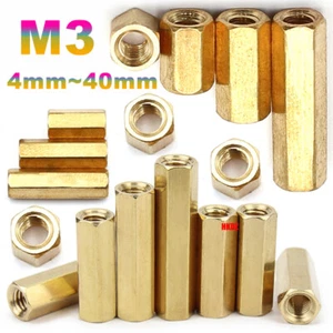 M3*4/5/6~40mm Brass Hex Nuts Female Threaded Hexagonal Pillars Standoff Spacers - Picture 1 of 14