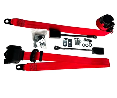 New Pair of Retractable Red Seatbelts fits Porsche 911 1965-1983 - Image 1 of 4