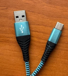 2 pack USB To USB C Fast Charging Cable Blue Braided Android iPhone 1m - Picture 1 of 2