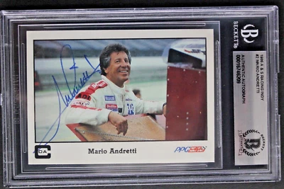 Mario Andretti Indy Race Car Driver Autograph Signed 1986 A&S Racing Card #2 BAS - Image 1 of 4