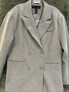 NWT BARNEYS NEW YORK x FOREVER 21 Size Large Heather Gray Jacket Blazer Women - Picture 1 of 20