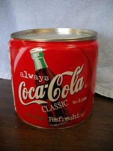 Coca Cola 1999 Coke Round Bank Tin And 4 Pc 15Oz Glass Set - Picture 1 of 7