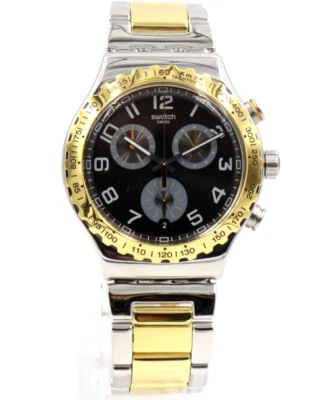 New Swiss Swatch Irony Golden Youth Chronograph Men Watch 44mm YVS427G $235 - Image 1 of 4