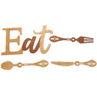 4pcs Wooden Eat Sign Rustic Kitchen Wall Decor Fork Spoon Hanging Decoration