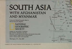 Mapa del sur de Asia, 1997, National Geographic - Imagen 1 de 1