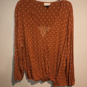 Universal Thread, Plus BurnT Orange Faux Wickel Langarm, Bluse Gr. 4x EUC - Bild 1 von 8