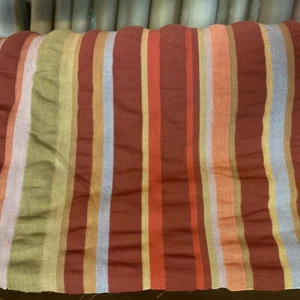 Red Multicolor Stripes Seersucker Fabric Drapery  - Picture 1 of 4