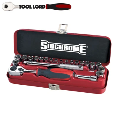 Sidchrome 23 Piece 1/4" Drive Metric & AF Socket Set 4-13mm 3/16-1/2" SCMT12110 - image 1 of 3
