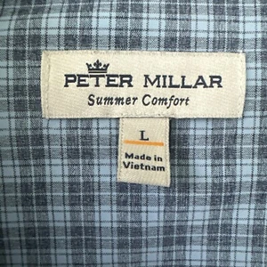 Camicia uomo PETER MILLAR blu grigia a quadri con bottoni davanti manica lunga taglia large - Foto 1 di 8