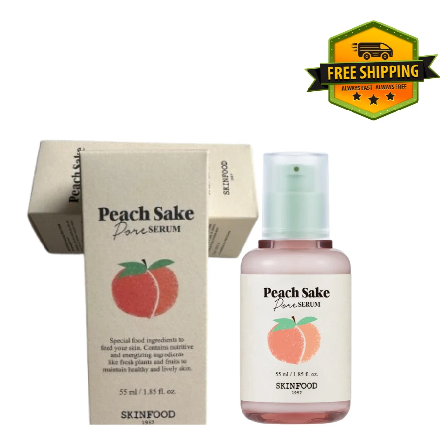 SKINFOOD Suero de Poros de Sake de Melocotón - Minimizador de Poros y Control de Sebo 55 ml - Vendedor de EE. UU. Foto 1 de 4