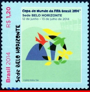 3265a BRAZIL 2014 WORLD CUP CHAMPIONSHIP, BH, FOOTBALL, BIRDS, FLOWERS, MNH - Picture 1 of 2