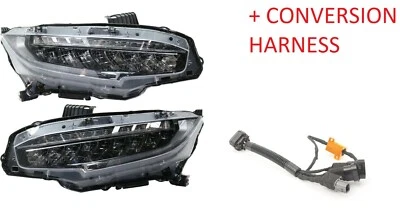 FIT HONDA CIVIC 2016-2020 LED HEADLIGHTS HEAD LAMPS CONVERSION SET W/HARNESS - Изображение 1 из 4