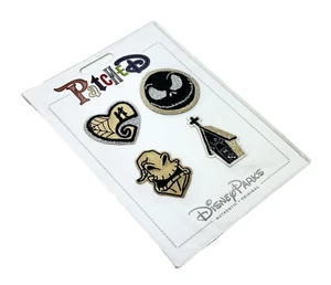 Disney Parks 4 Pk Gold Black Embroidered NBC Jack Skellington PatcheD Patch Set - Picture 1 of 2