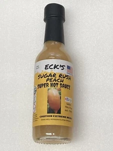 ECK’S SUGAR RUSH PEACH Super Hot Pepper Sauce 5 oz Bottle Monongahela PA - Picture 1 of 2