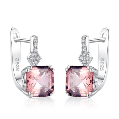 BENIAMINO Klapp Creolen Ohrringe 925er Sterling Silber Morganit Echtschmuck OVP