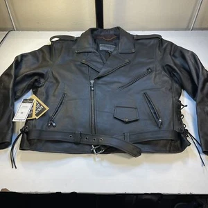 NEW NWT DREAM APPAREL CONCEAL GUN POCKET LEATHER MOTORCYCLE BIKER JACKET XXL 54 - Picture 1 of 15