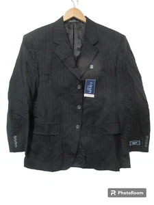 Sz 40S NWT $220 Chaps Men’s 100% Wool Sports Jacket Blazer Black Striped New - Picture 1 of 12