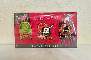 *NEW* Geek Fuel Exclusive Set #2 SUICIDE SQUAD Enamel Lapel Pin 3-Pack Unopened - Picture 1 of 5