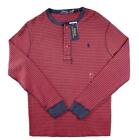 Polo Ralph Lauren Mens Pullover Henley Shirt M Long Sleeve Navy Red Stripe $65