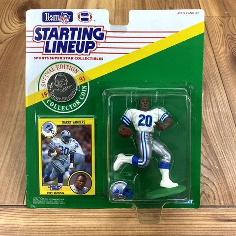 NEW Starting Lineup 1991 NFL Barry Sanders Detroit Lions Coin & Action Figure Cover