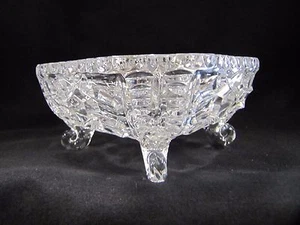 Vintage Crystal Dish E & R Golden Crown Western Germany Footed Snack Bowl - Picture 1 of 9